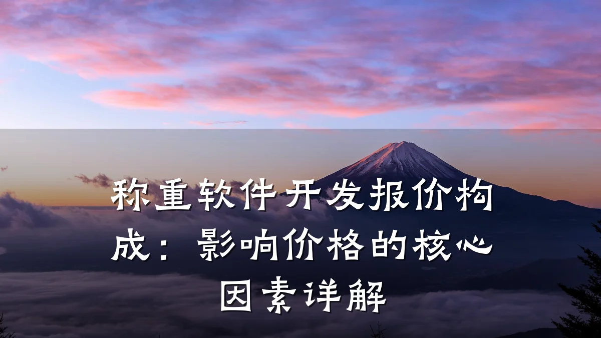 称重软件开发报价构成：影响价格的核心因素详解